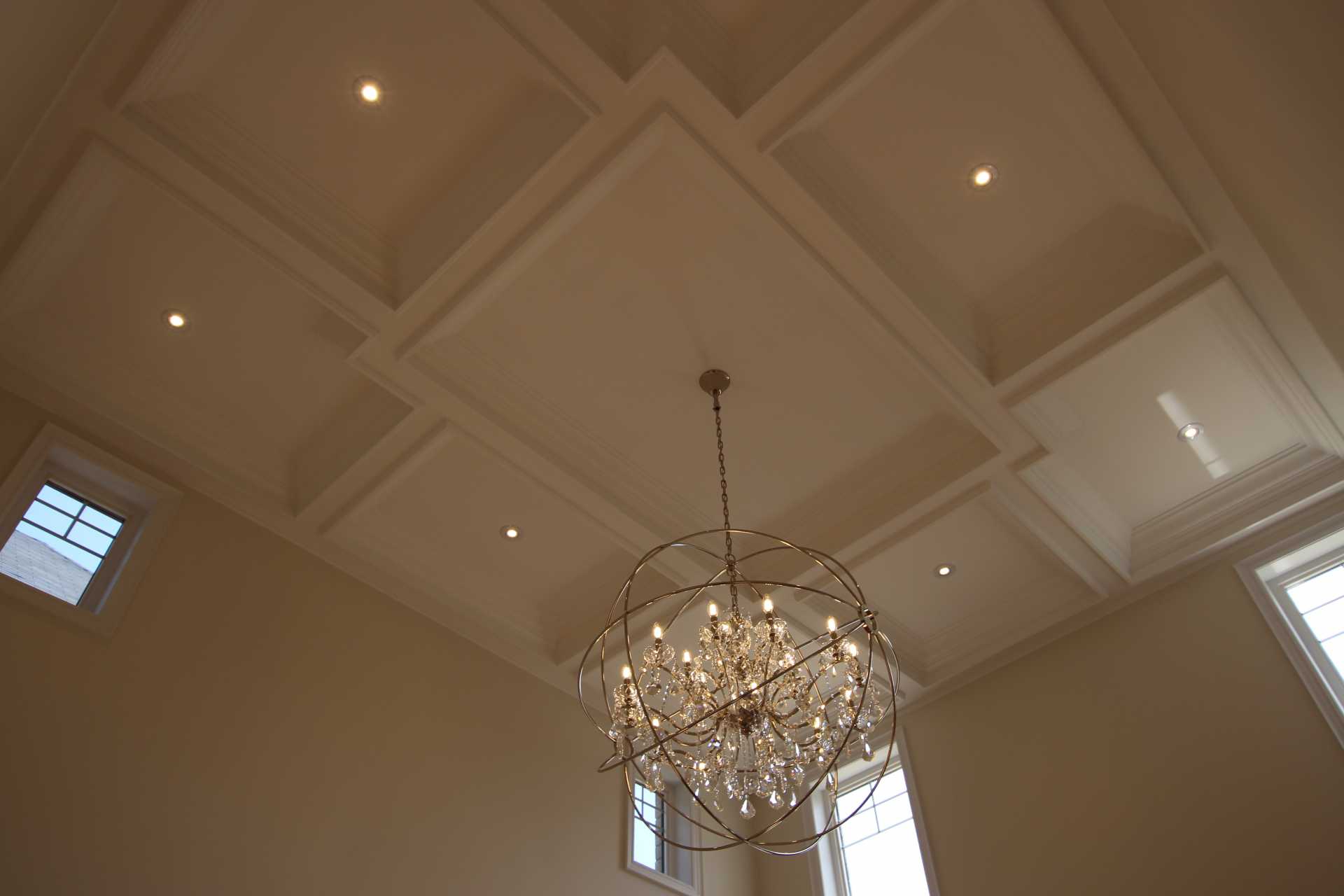 Waffle ceiling with recessed lighting in Vaughan