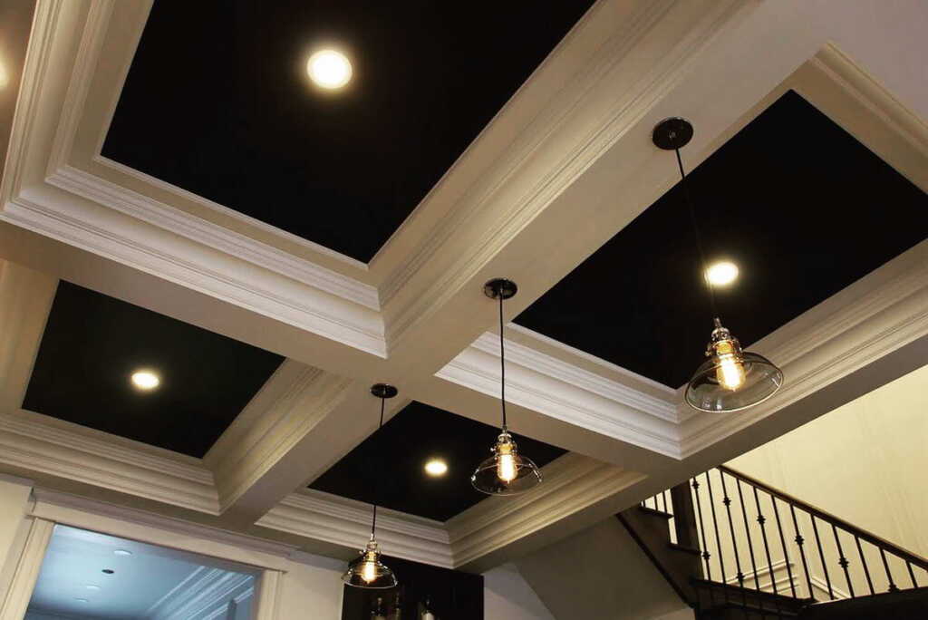 Black and white coffered ceiling